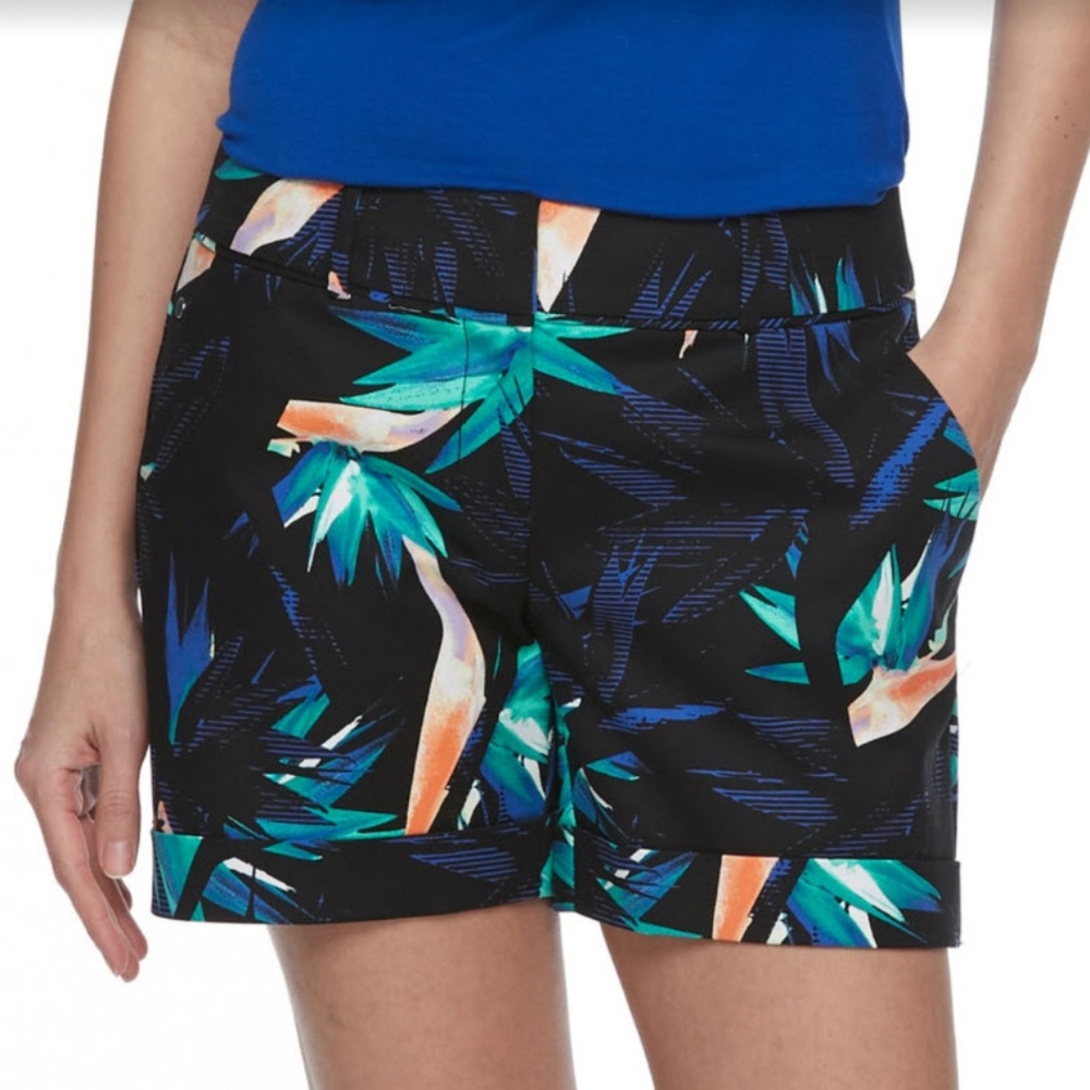 Apt. 9 Black Hawaiian Floral Shorts 8